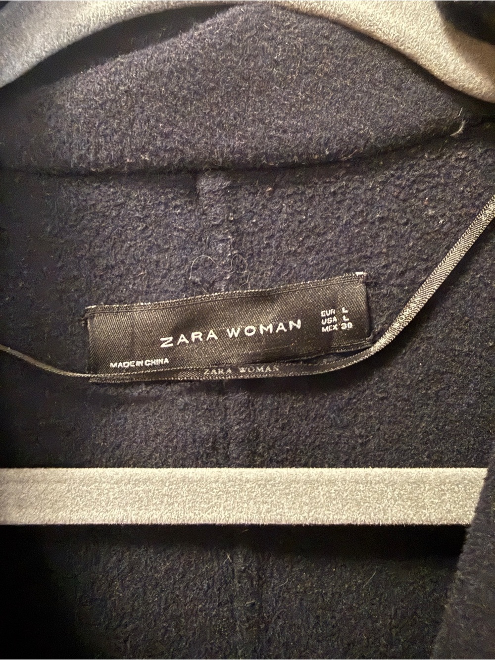 Zara Black Double-Breasted Wool Blend Pea Coat with Gold Buttons - Picture 2 of 3